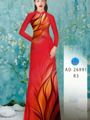 Vải Áo Dài Hoa In 3D AD 26991
