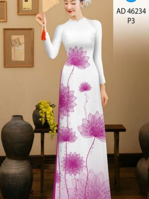 Vải Áo Dài Hoa Sen AD 46234