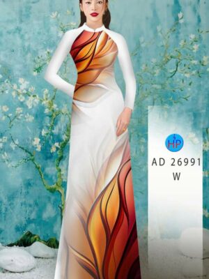 Vải Áo Dài Hoa In 3D AD 26991