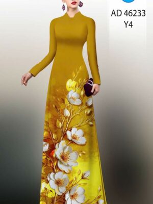 Vải Áo Dài Hoa In 3D AD 46233
