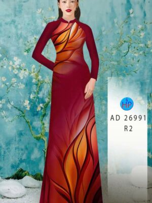 Vải Áo Dài Hoa In 3D AD 26991