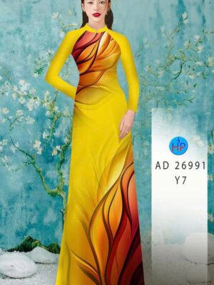 Vải Áo Dài Hoa In 3D AD 26991