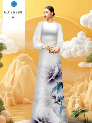 Vải Áo Dài Hoa In 3D AD 26990