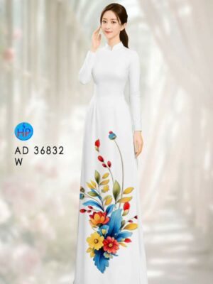 Vải Áo Dài Hoa In 3D AD 36832