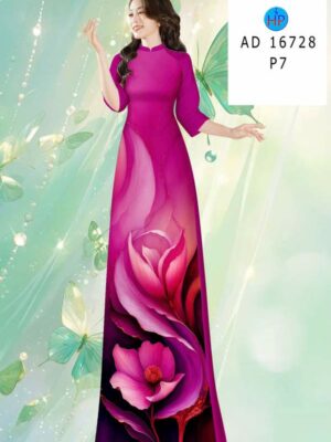 Vải Áo Dài Hoa In 3D AD 16728