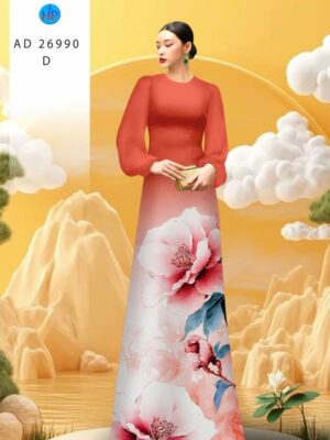 Vải Áo Dài Hoa In 3D AD 26990