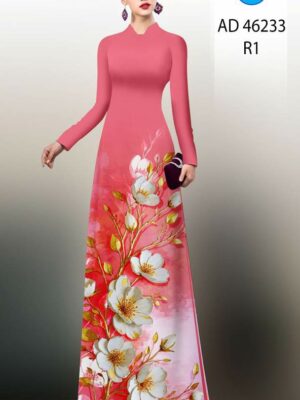 Vải Áo Dài Hoa In 3D AD 46233