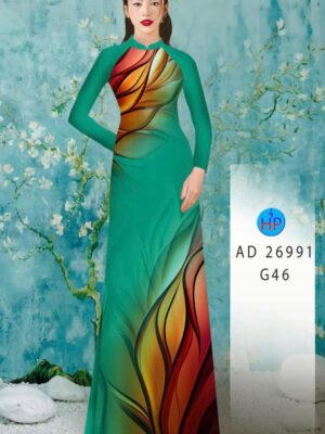 Vải Áo Dài Hoa In 3D AD 26991