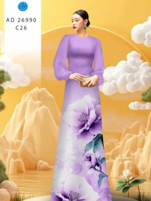 Vải Áo Dài Hoa In 3D AD 26990
