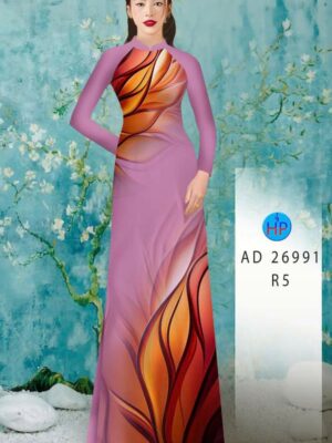 Vải Áo Dài Hoa In 3D AD 26991