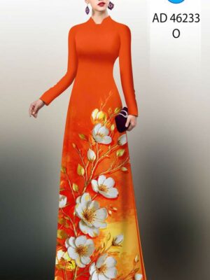 Vải Áo Dài Hoa In 3D AD 46233