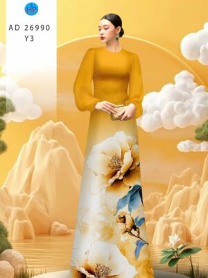 Vải Áo Dài Hoa In 3D AD 26990