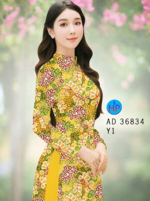 Vải Áo Dài Hoa In 3D AD 36834