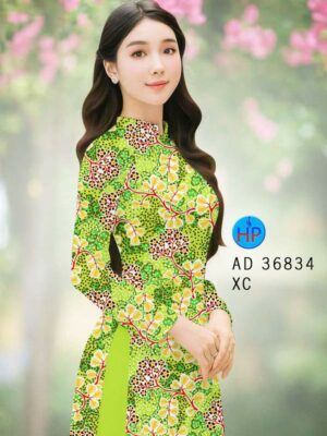 Vải Áo Dài Hoa In 3D AD 36834