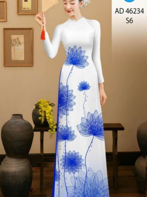 Vải Áo Dài Hoa Sen AD 46234