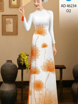 Vải Áo Dài Hoa Sen AD 46234