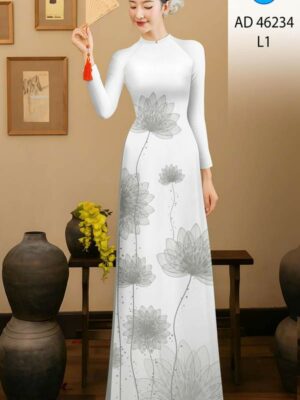 Vải Áo Dài Hoa Sen AD 46234