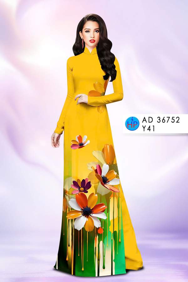 Vải Áo Dài Hoa In 3D AD 36752