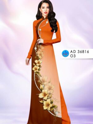 Vải Áo Dài Hoa In 3D AD 36816