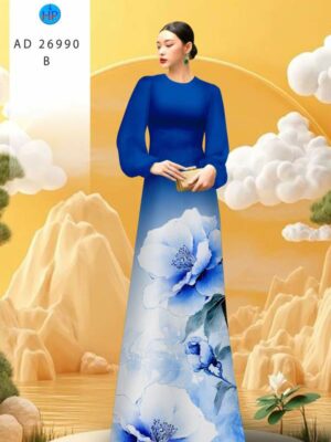 Vải Áo Dài Hoa In 3D AD 26990