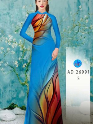 Vải Áo Dài Hoa In 3D AD 26991