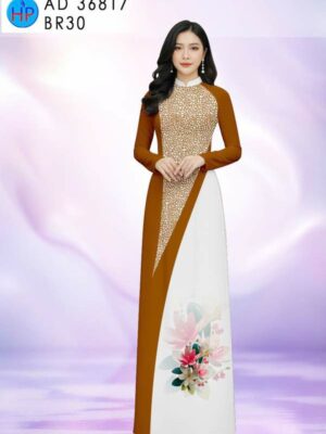 Vải Áo Dài Hoa In 3D AD 36817