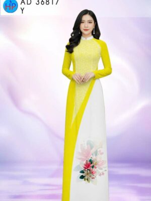 Vải Áo Dài Hoa In 3D AD 36817