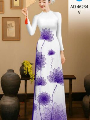 Vải Áo Dài Hoa Sen AD 46234