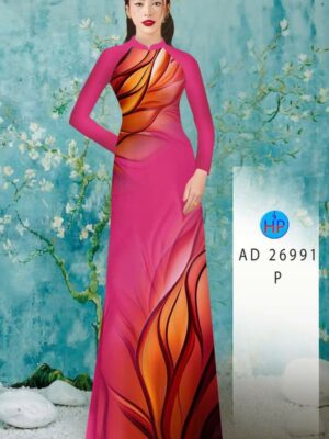 Vải Áo Dài Hoa In 3D AD 26991