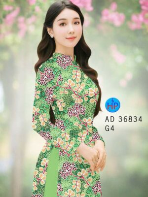Vải Áo Dài Hoa In 3D AD 36834