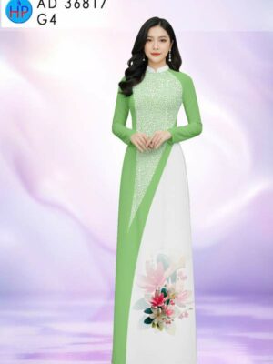 Vải Áo Dài Hoa In 3D AD 36817