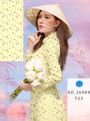 Vải Áo Dài Hoa In 3D AD 26989