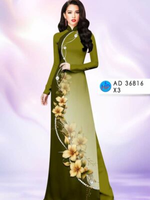 Vải Áo Dài Hoa In 3D AD 36816