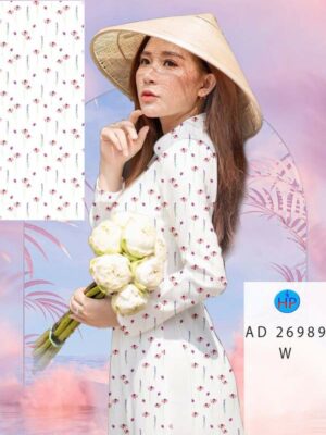Vải Áo Dài Hoa In 3D AD 26989