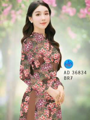 Vải Áo Dài Hoa In 3D AD 36834