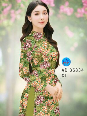 Vải Áo Dài Hoa In 3D AD 36834