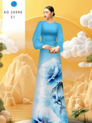 Vải Áo Dài Hoa In 3D AD 26990