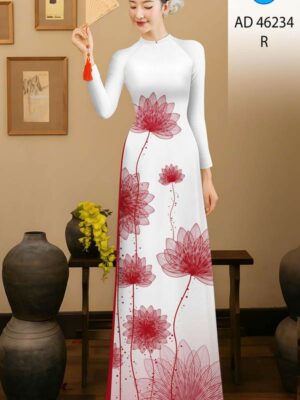 Vải Áo Dài Hoa Sen AD 46234