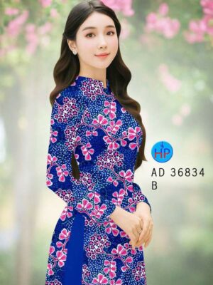 Vải Áo Dài Hoa In 3D AD 36834