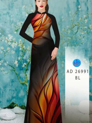 Vải Áo Dài Hoa In 3D AD 26991