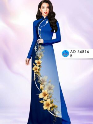 Vải Áo Dài Hoa In 3D AD 36816