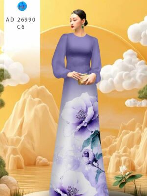 Vải Áo Dài Hoa In 3D AD 26990