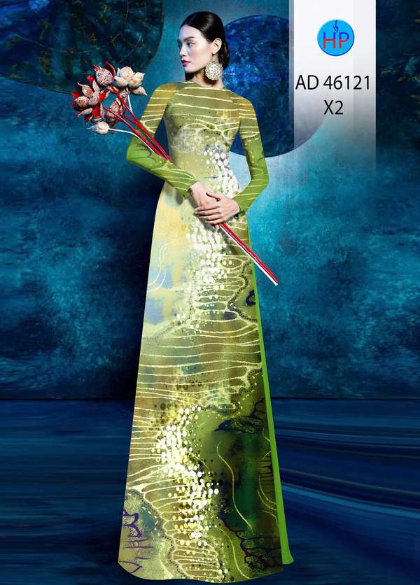Vải Áo Dài Hoa In 3D AD 46121