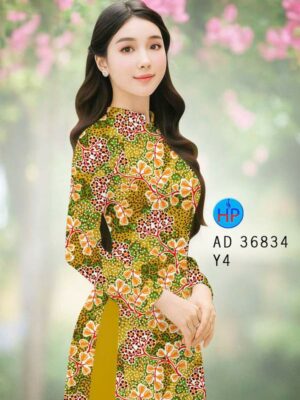 Vải Áo Dài Hoa In 3D AD 36834