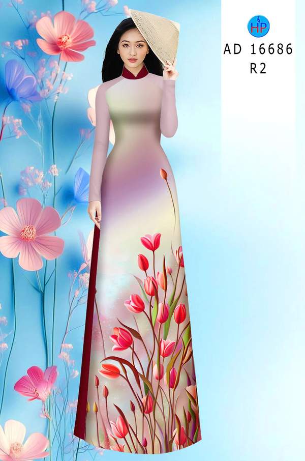 Vải Áo Dài Hoa Ly AD 16686