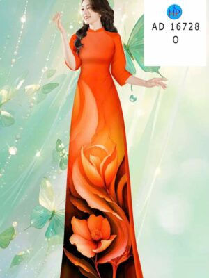 Vải Áo Dài Hoa In 3D AD 16728