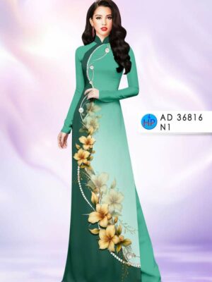 Vải Áo Dài Hoa In 3D AD 36816