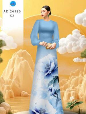 Vải Áo Dài Hoa In 3D AD 26990