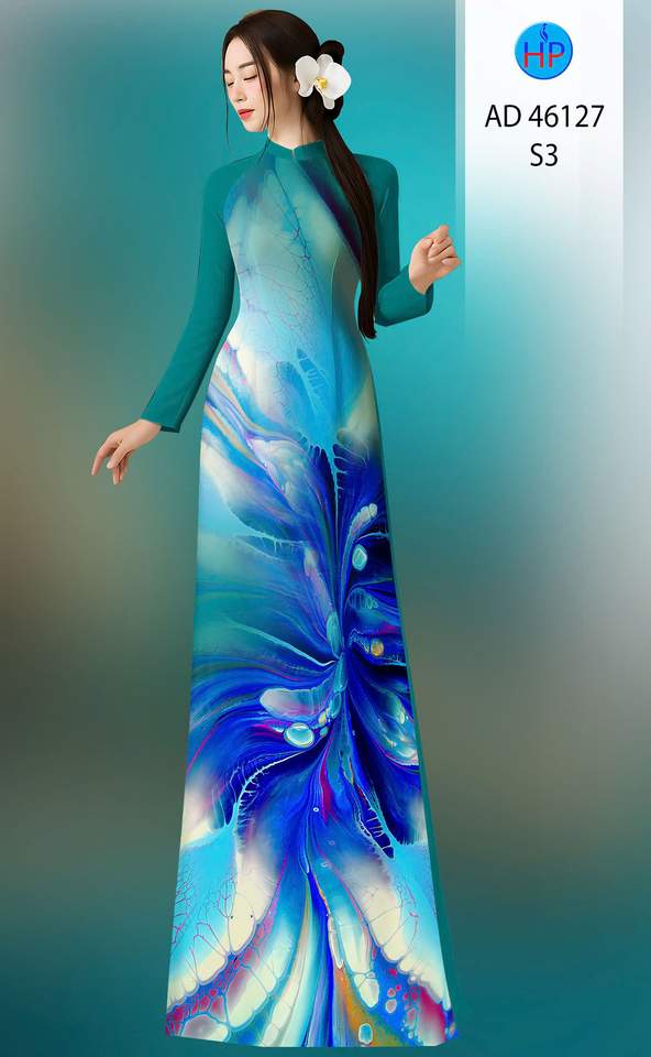 Vải Áo Dài Hoa In 3D AD 46127