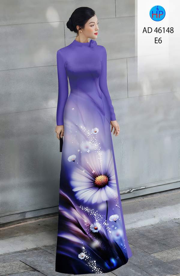 Vải Áo Dài Hoa In 3D AD 46148